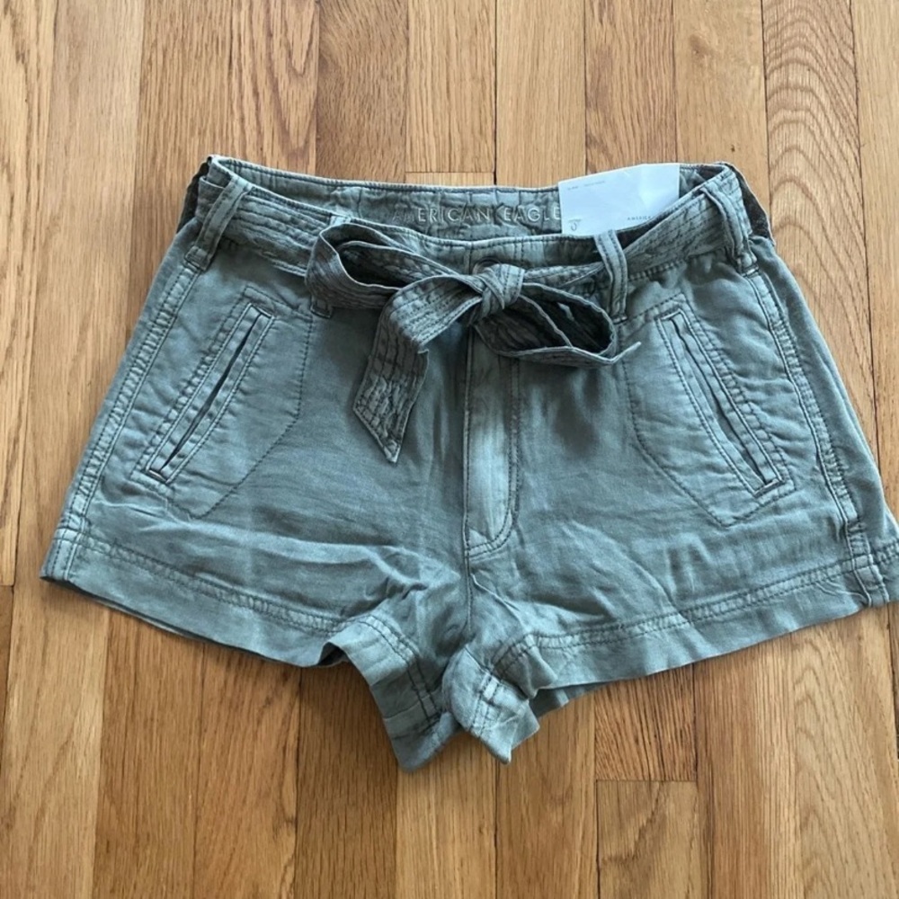 American Eagle linen tie shorts